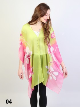 Reversible Pearl Chiffon Top with Pastel Flowers